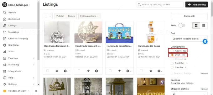 list products on etsy, amazon, ebay, shopify, wayfair and walmart